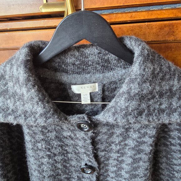 Wool Blend Gray Kenar Cardigan Houndstooth - Picture 3 of 12